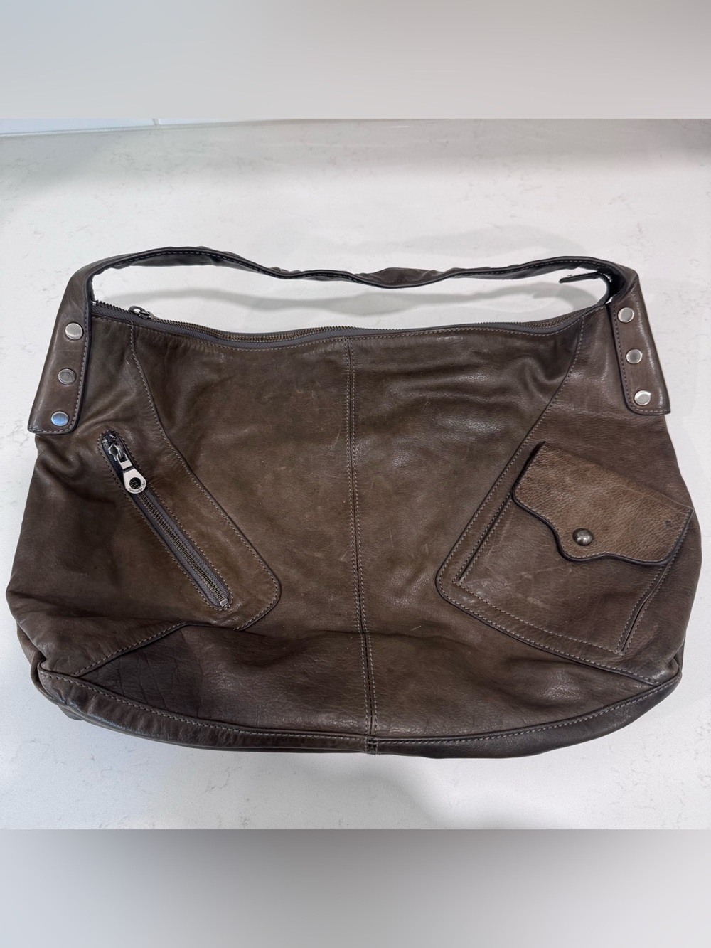 Christopher Kon Green Leather Hobo Shoulder Bag
